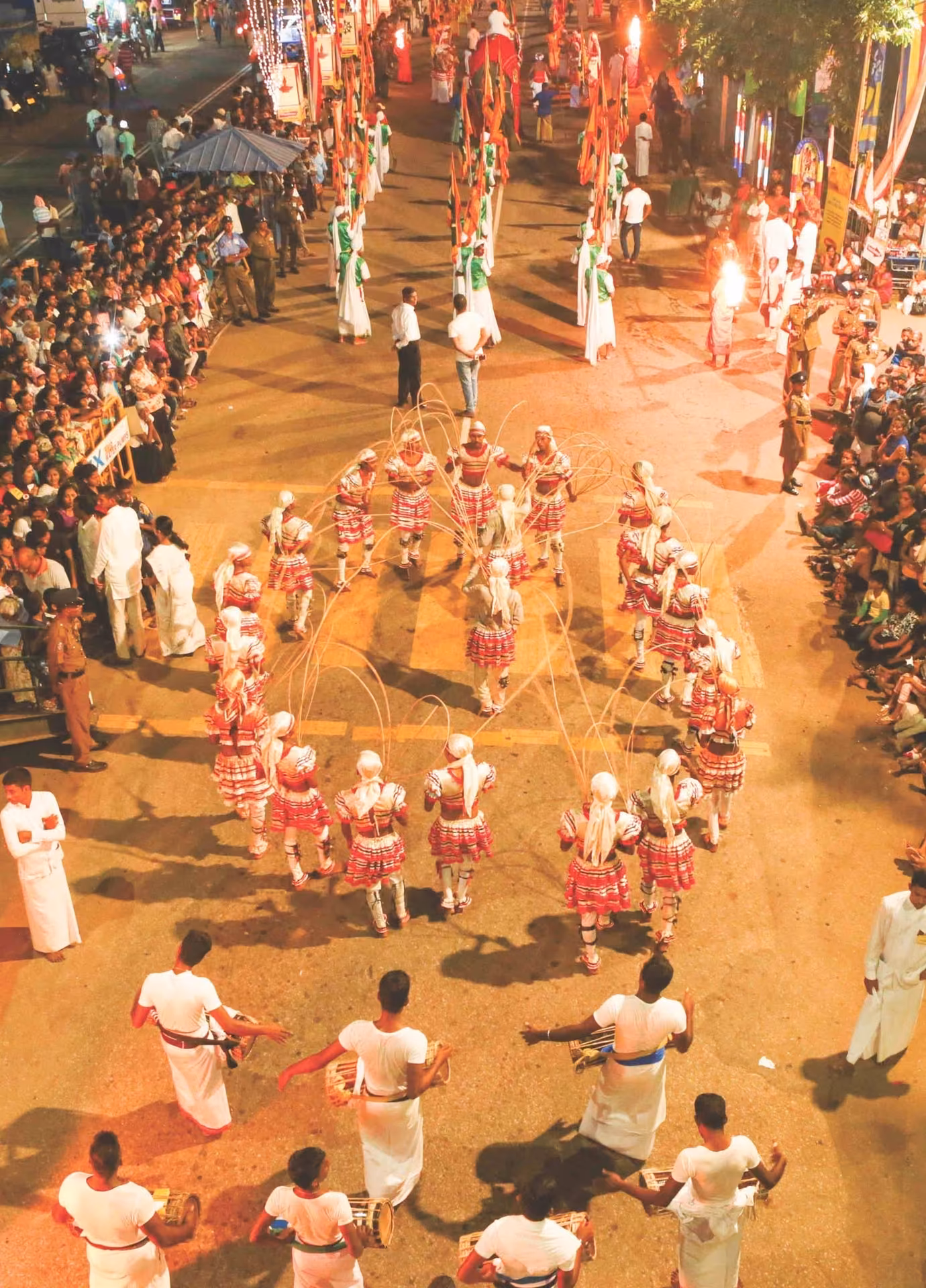 The Duruthu Perahera procession seen from above